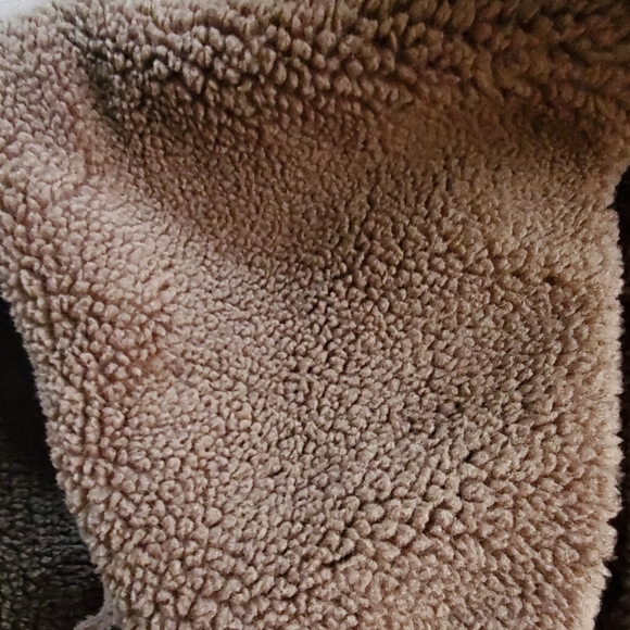 Teddy bear Sherpa hooded jacket coat in brown - Picture 6 of 8